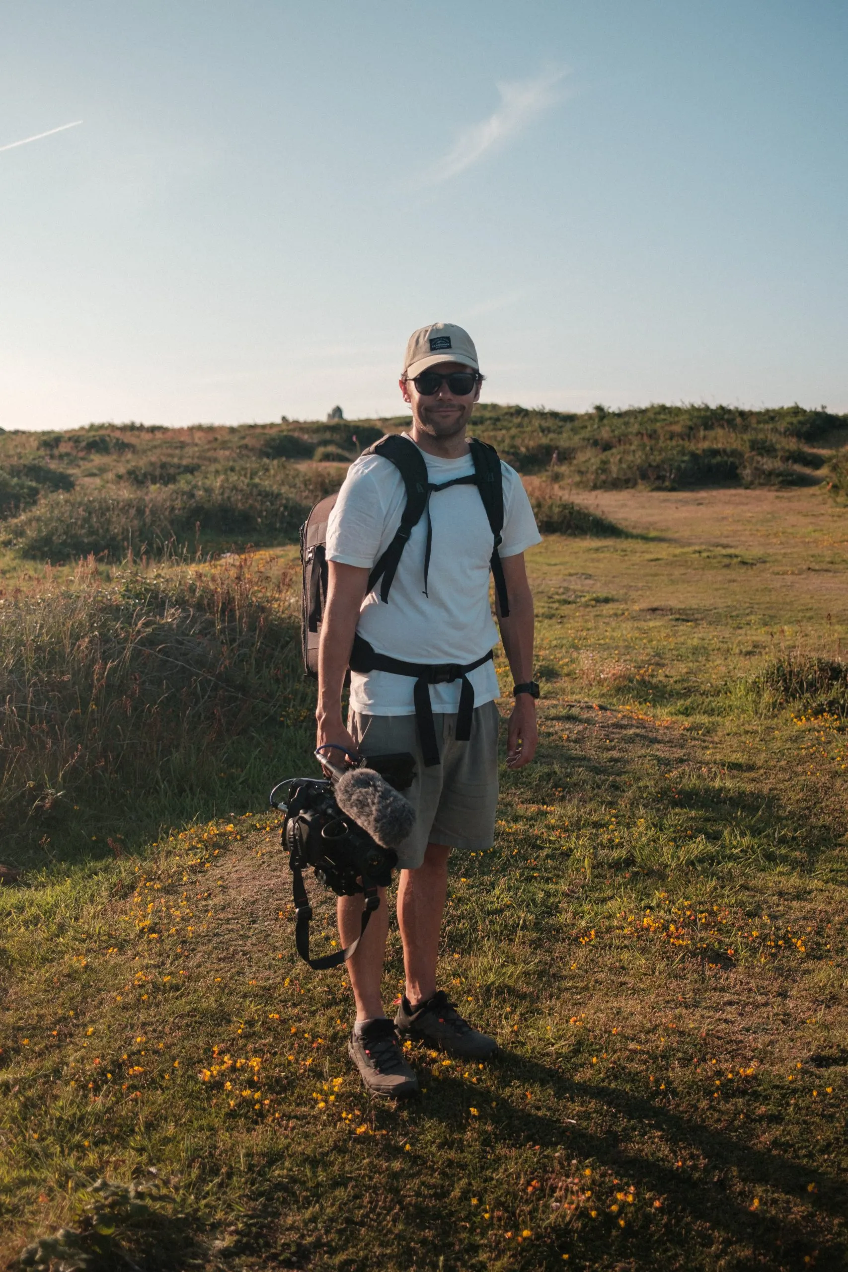 Grant Batty filming lifestyle content on St Agnes in the Isles of Scilly