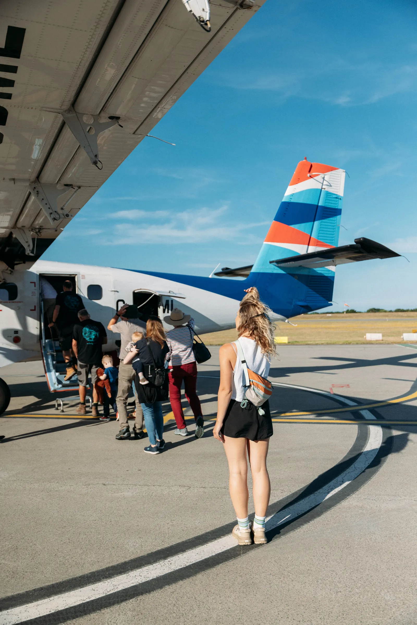 Passengers boarding an Isles of Scilly Skybus flight for Isles of Scilly Travel