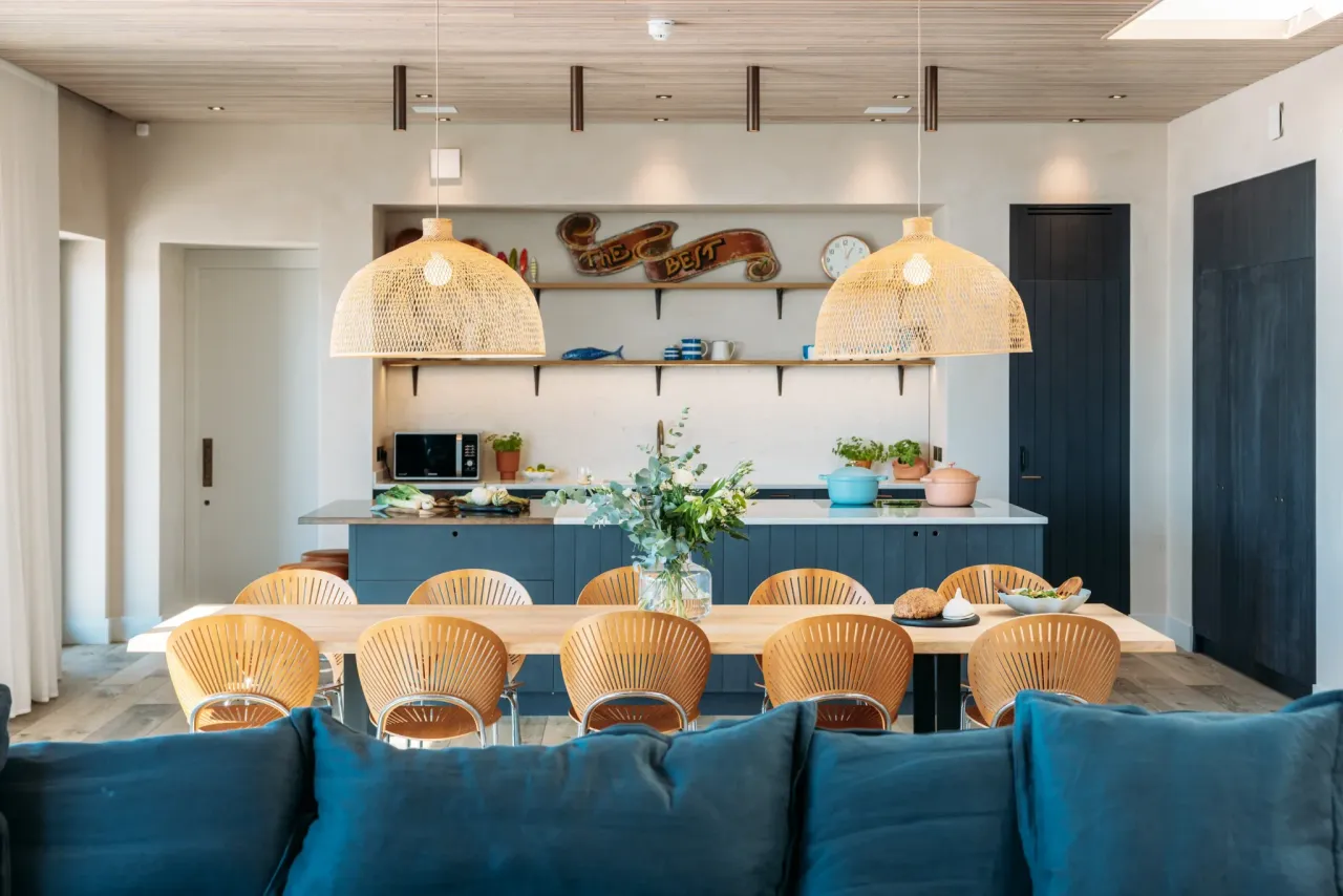 Ocean views framed by the windows at Red Cove, Mawgan Porth